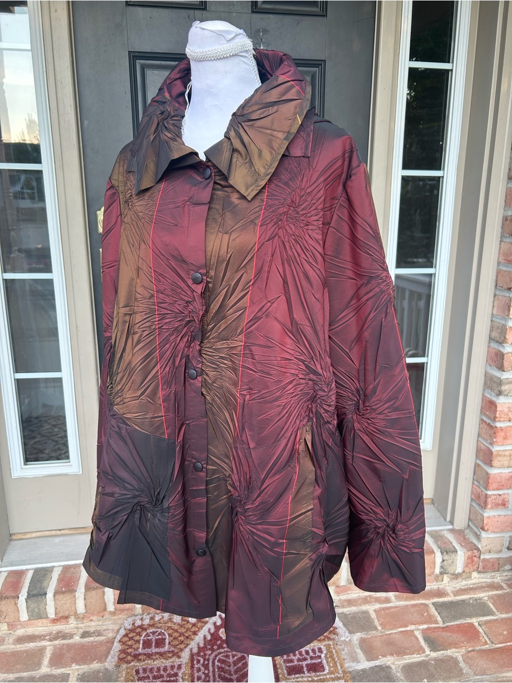 Vintage Babette San Francisco multicolor crinkle twist texture hooded jacket L